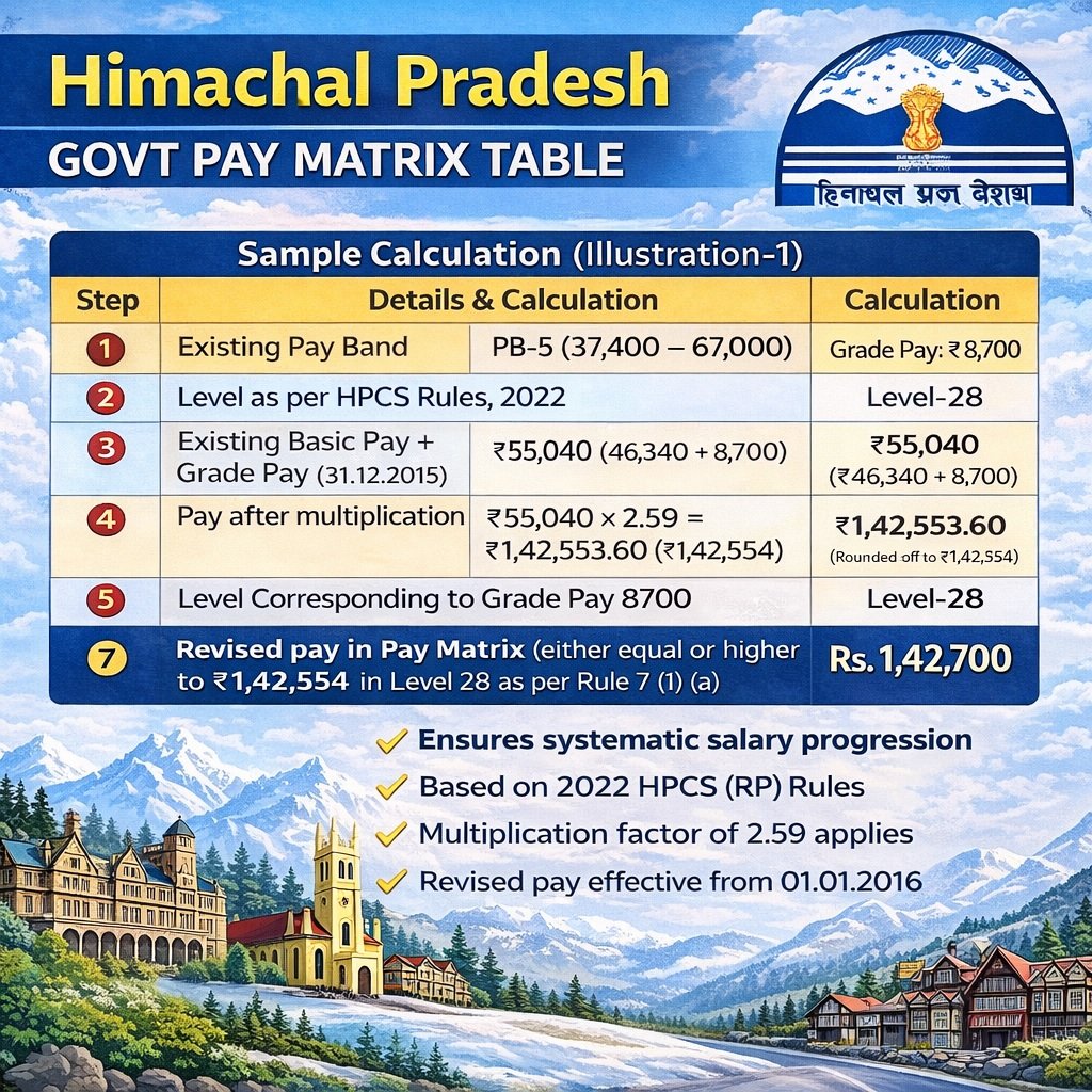 HP Govt Pay Matrix Table 2026